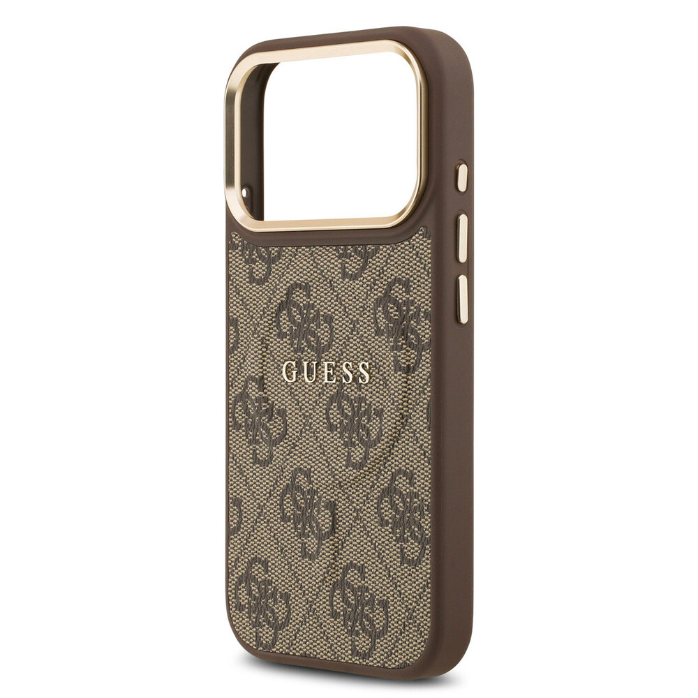 Guess Guess iPhone 17 Pro Back cover coque - Magsafe PU Leather - 4G Classic Logo - Marron Guess Guess iPhone 17 Pro Back cover coque - Magsafe PU Leather - 4G Classic Logo - Marron