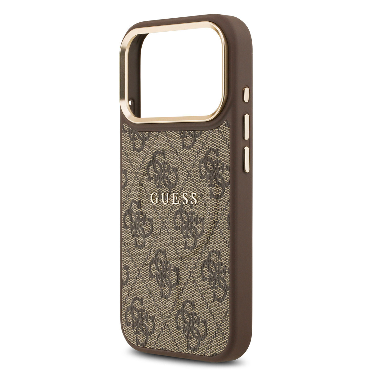Guess Guess iPhone 17 Pro Backcover hoesje - Magsafe - 4G Classic Logo - Gold Edge - Bruin, foto 5 van 6
