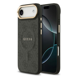Guess iPhone 17 Air Back cover coque - Magsafe - 4G Classic Logo - Gold Edge - Noir