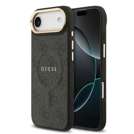 Guess Guess iPhone 17 Air Back-Cover hul - Magsafe - 4G Classic Logo - Gold Edge - Schwarz
