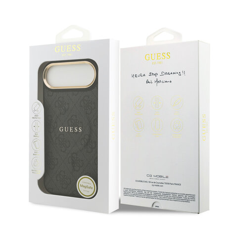 Guess Guess iPhone 17 Air Back-Cover hul - Magsafe - 4G Classic Logo - Gold Edge - Schwarz