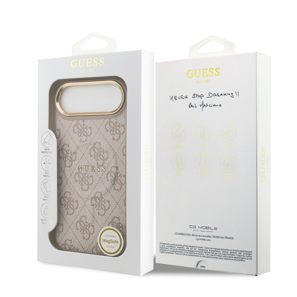 Guess Guess iPhone 17 Air Back cover case - Magsafe PU Leather - 4G Classic Logo - Pink