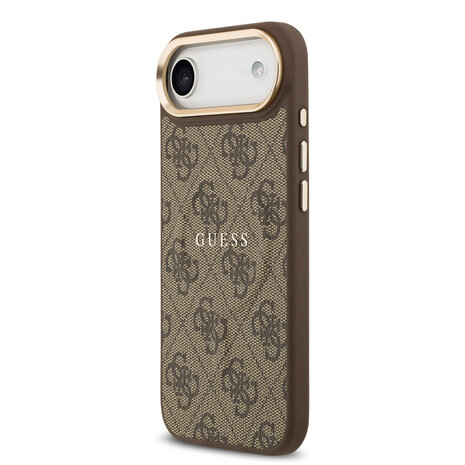 Guess Guess iPhone 17 Air Back-Cover hul - Magsafe - 4G Classic Logo - Gold Edge - Braun Guess Guess iPhone 17 Air Back-Cover hul - Magsafe - 4G Classic Logo - Gold Edge - Braun