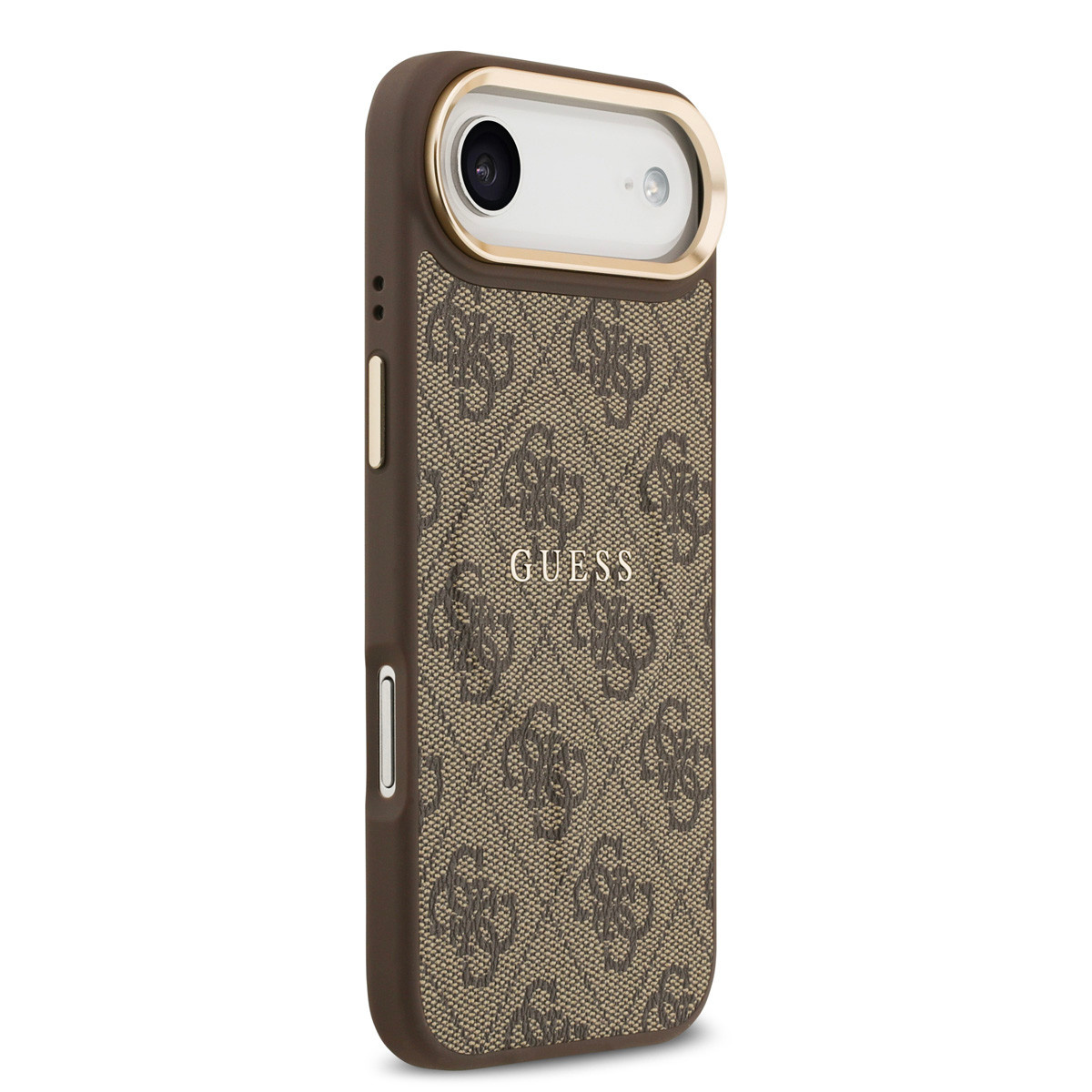 Guess Guess iPhone 17 Air Backcover hoesje - Magsafe - 4G Classic Logo - Gold Edge - Bruin, foto 4 van 6