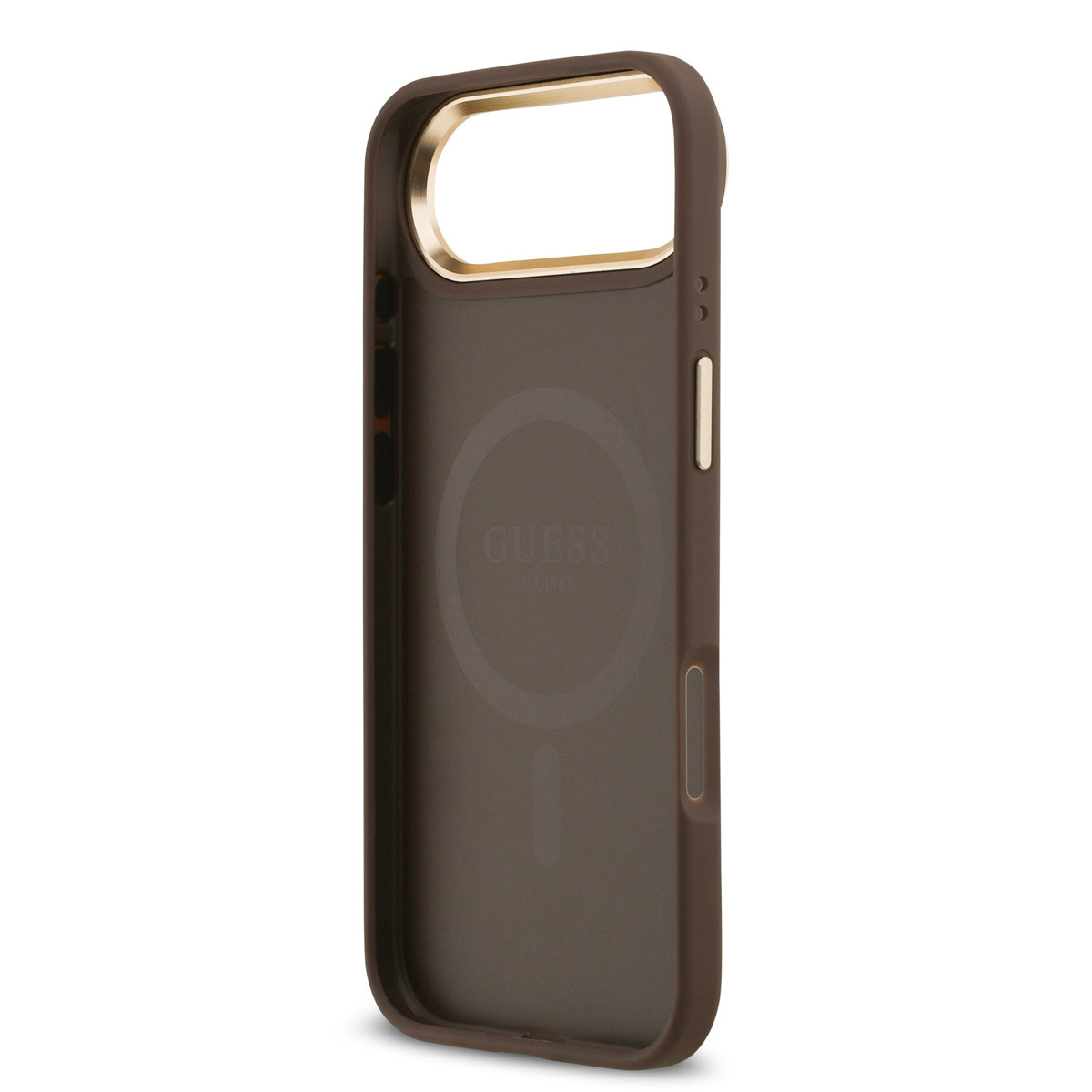 Guess Guess iPhone 17 Air Backcover hoesje - Magsafe - 4G Classic Logo - Gold Edge - Bruin, foto 6 van 6