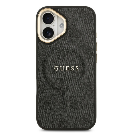 Guess Guess iPhone 17 Backcover hoesje - Magsafe - 4G Classic Logo - Gold Edge - Zwart