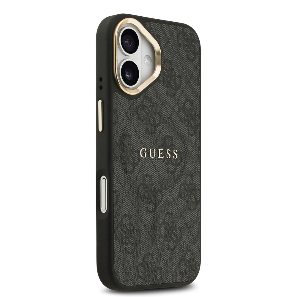 Guess Guess iPhone 17 Backcover hoesje - Magsafe - 4G Classic Logo - Gold Edge - Zwart
