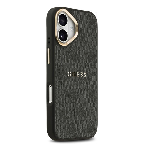 Guess Guess iPhone 17 Backcover hoesje - Magsafe - 4G Classic Logo - Gold Edge - Zwart
