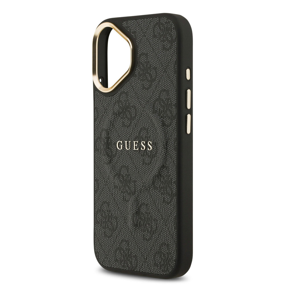 Guess Guess iPhone 17 Backcover hoesje - Magsafe - 4G Classic Logo - Gold Edge - Zwart