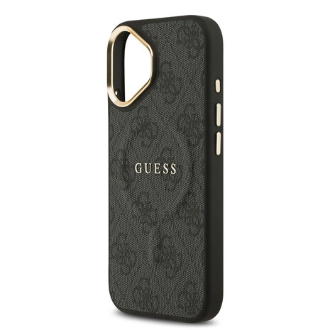 Guess Guess iPhone 17 Back cover coque - Magsafe - 4G Classic Logo - Gold Edge - Noir