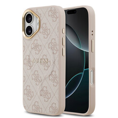 Guess iPhone 17 Back-Cover hul - Magsafe - 4G Classic Logo - Gold Edge - Rosa