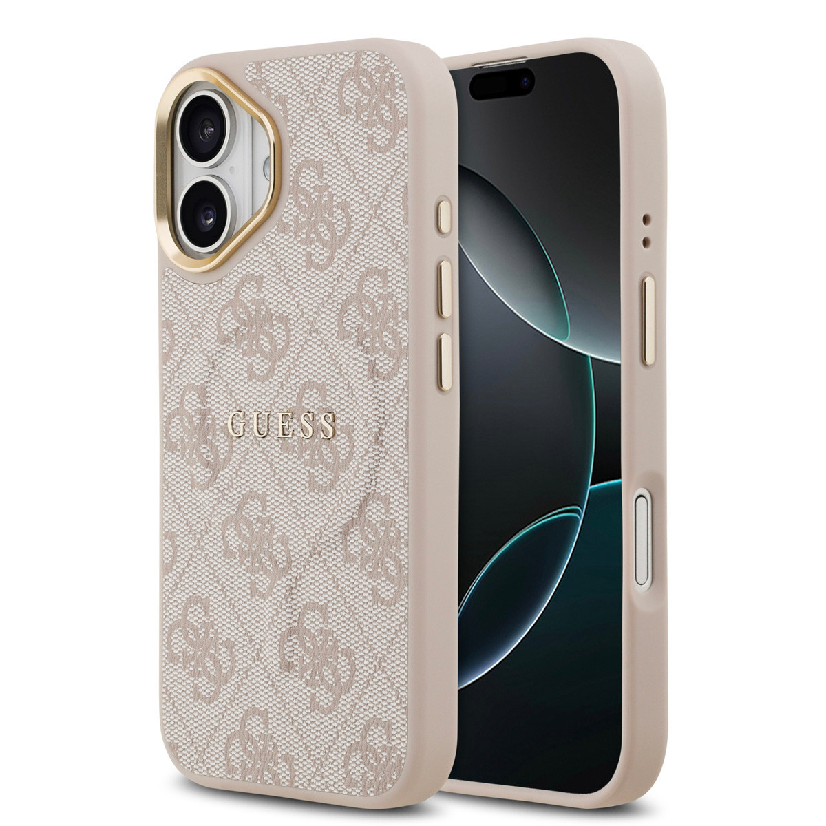 Guess Guess iPhone 17 Backcover hoesje - Magsafe - 4G Classic Logo - Gold Edge - Roze