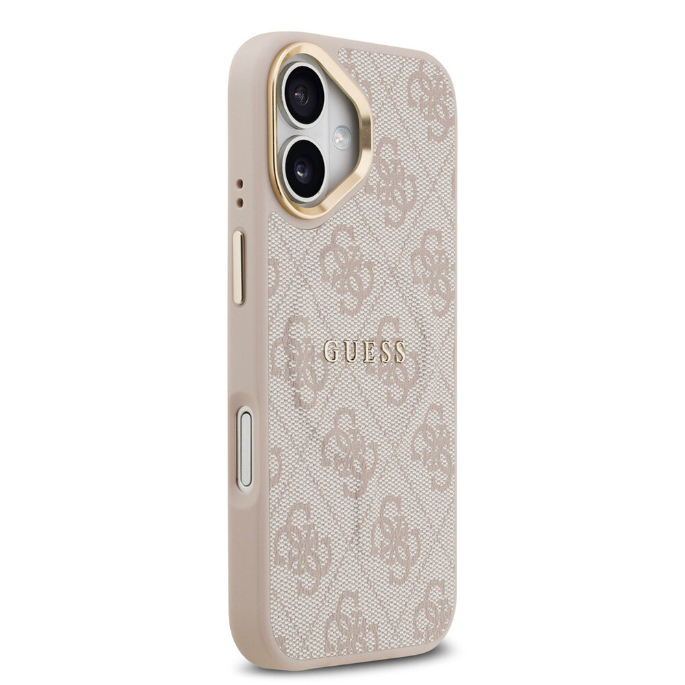 Guess Guess iPhone 17 Back-Cover hul - Magsafe - 4G Classic Logo - Gold Edge - Rosa Guess Guess iPhone 17 Back-Cover hul - Magsafe - 4G Classic Logo - Gold Edge - Rosa