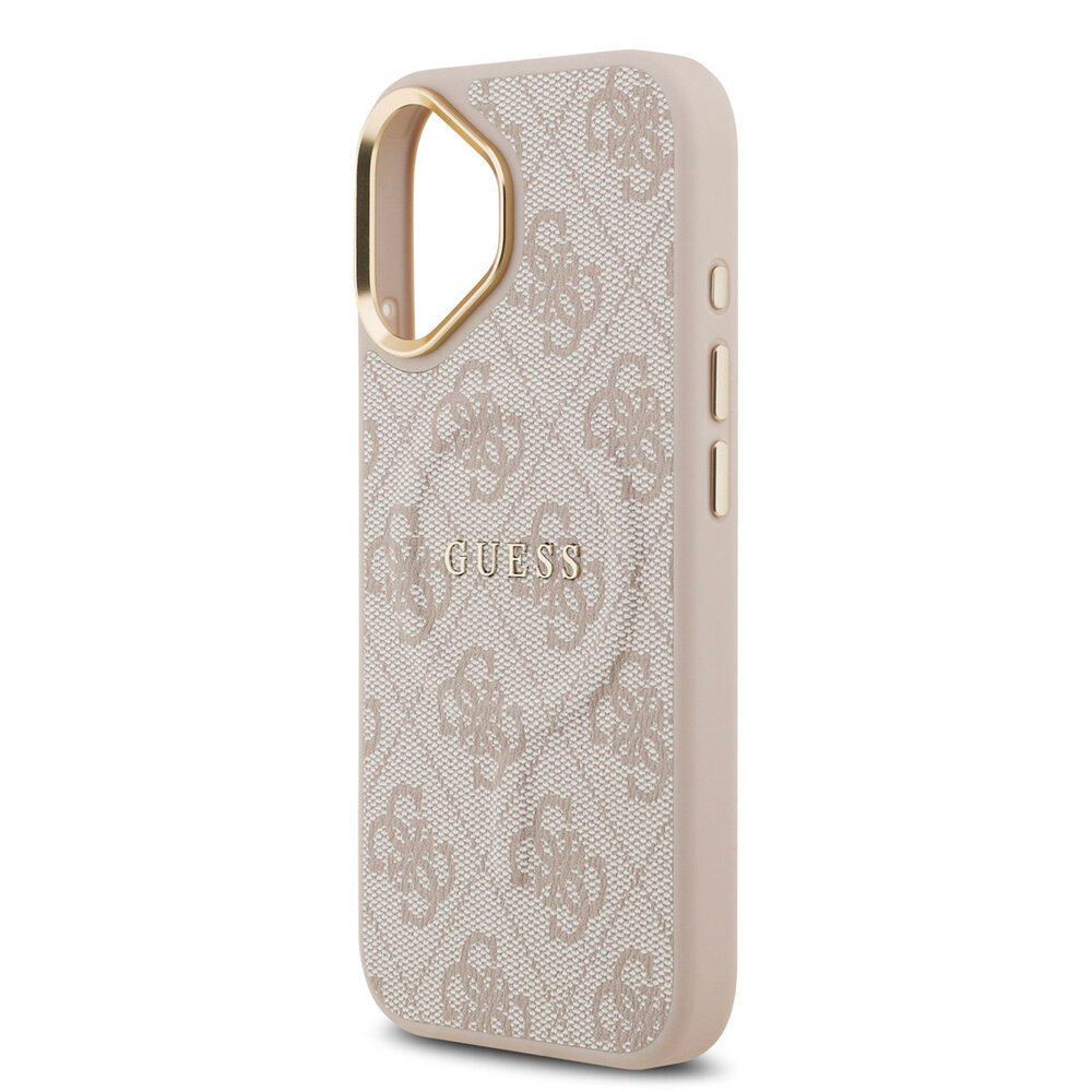 Guess Guess iPhone 17 Back-Cover hul - Magsafe - 4G Classic Logo - Gold Edge - Rosa Guess Guess iPhone 17 Back-Cover hul - Magsafe - 4G Classic Logo - Gold Edge - Rosa