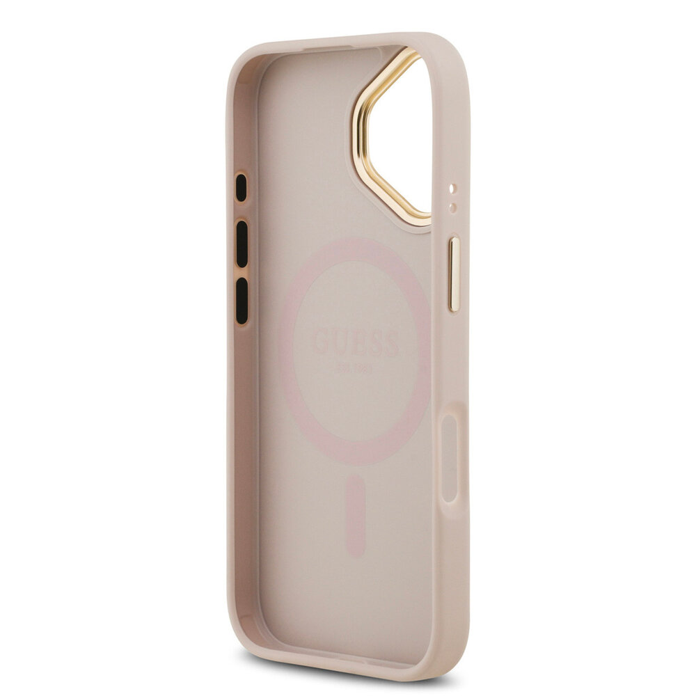 Guess Guess iPhone 17 Back cover case - Magsafe - 4G Classic Logo - Gold Edge - Pink Guess Guess iPhone 17 Back cover case - Magsafe - 4G Classic Logo - Gold Edge - Pink