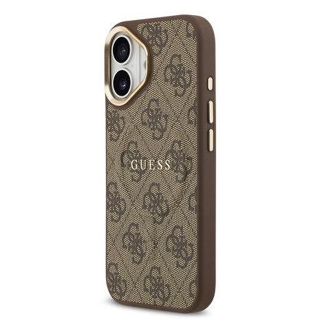 Guess Guess iPhone 17 Back cover coque - Magsafe - 4G Classic Logo - Gold Edge - Marron