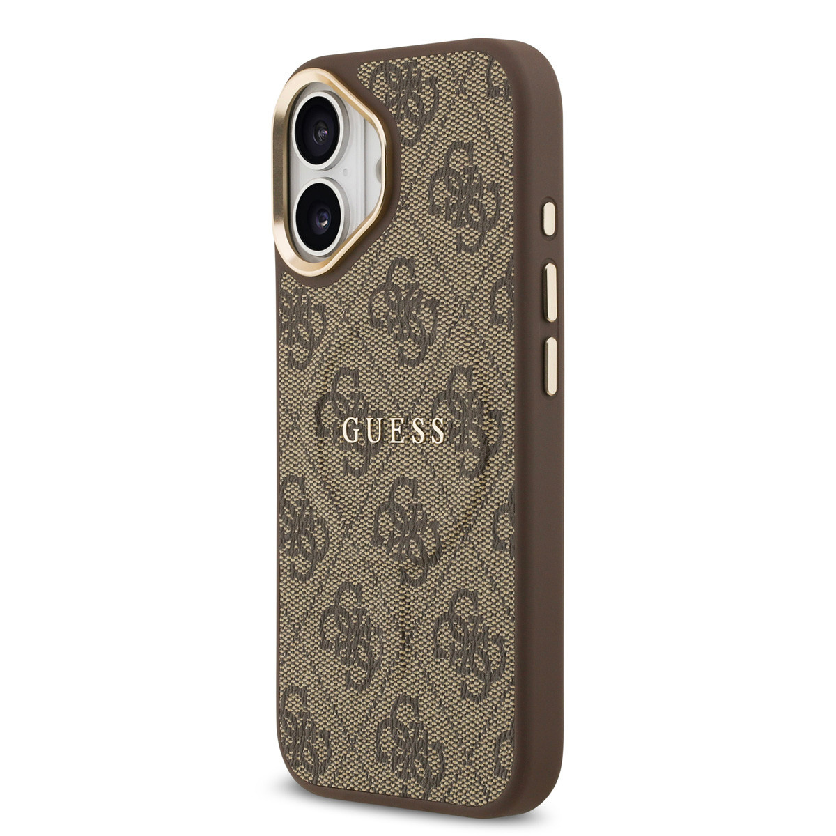 Guess Guess iPhone 17 Backcover hoesje - Magsafe - 4G Classic Logo - Gold Edge - Bruin, foto 2 van 6