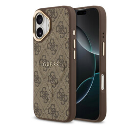 Guess Guess iPhone 17 Backcover hoesje - Magsafe - 4G Classic Logo - Gold Edge - Bruin