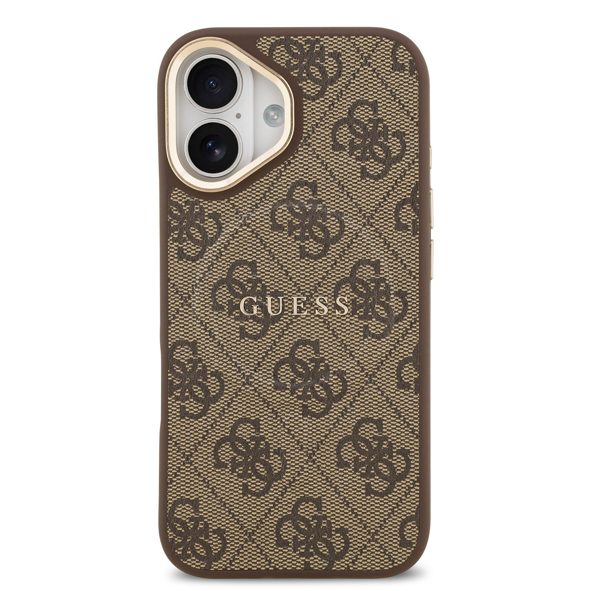 Guess Guess iPhone 17 Backcover hoesje - Magsafe - 4G Classic Logo - Gold Edge - Bruin, foto 3 van 6