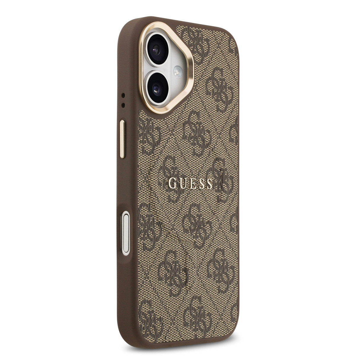 Guess Guess iPhone 17 Backcover hoesje - Magsafe - 4G Classic Logo - Gold Edge - Bruin, foto 4 van 6