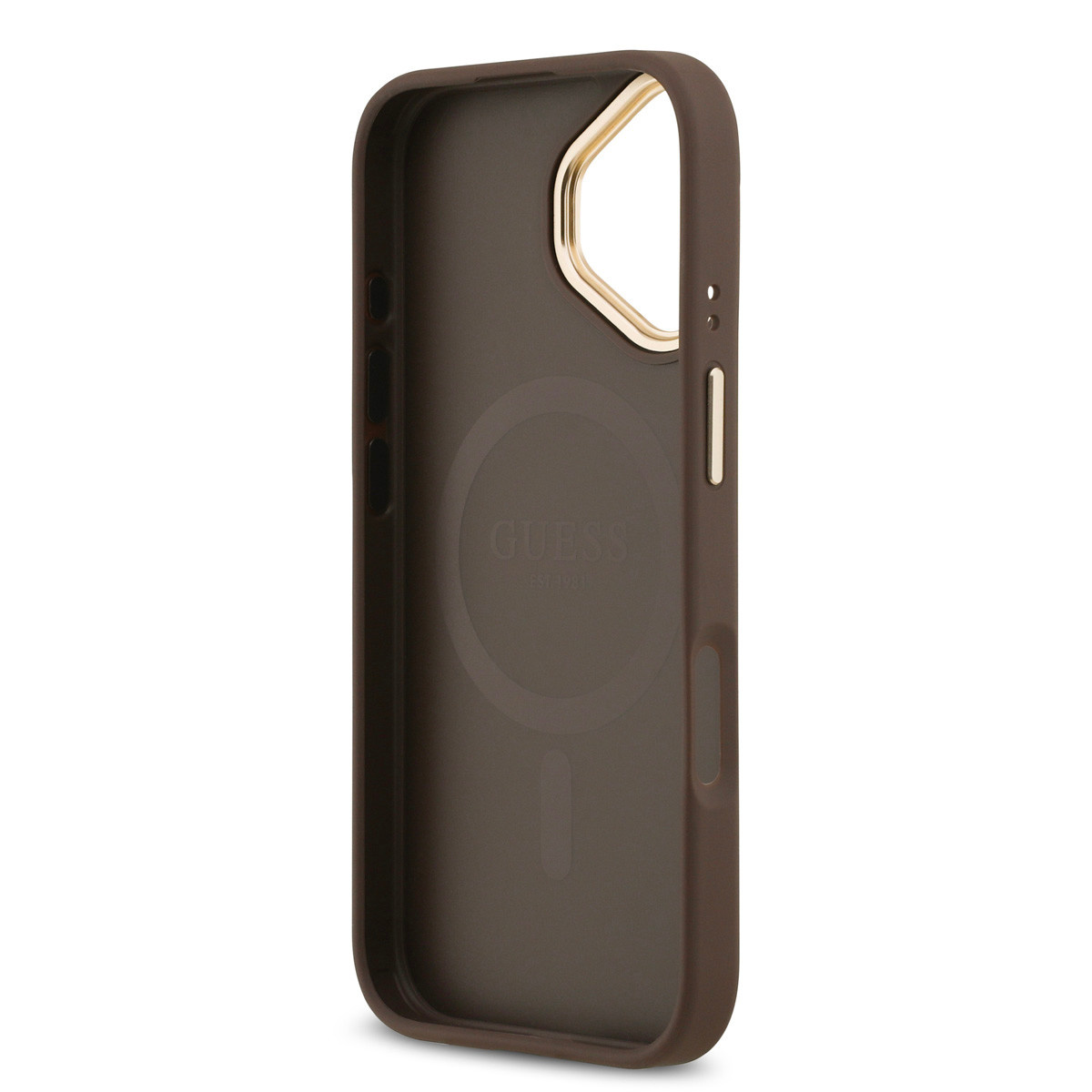 Guess Guess iPhone 17 Backcover hoesje - Magsafe - 4G Classic Logo - Gold Edge - Bruin, foto 6 van 6