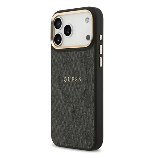 Guess Guess iPhone 17 Pro Max Backcover hoesje - Magsafe - 4G Classic Logo - Gold Edge - Zwart