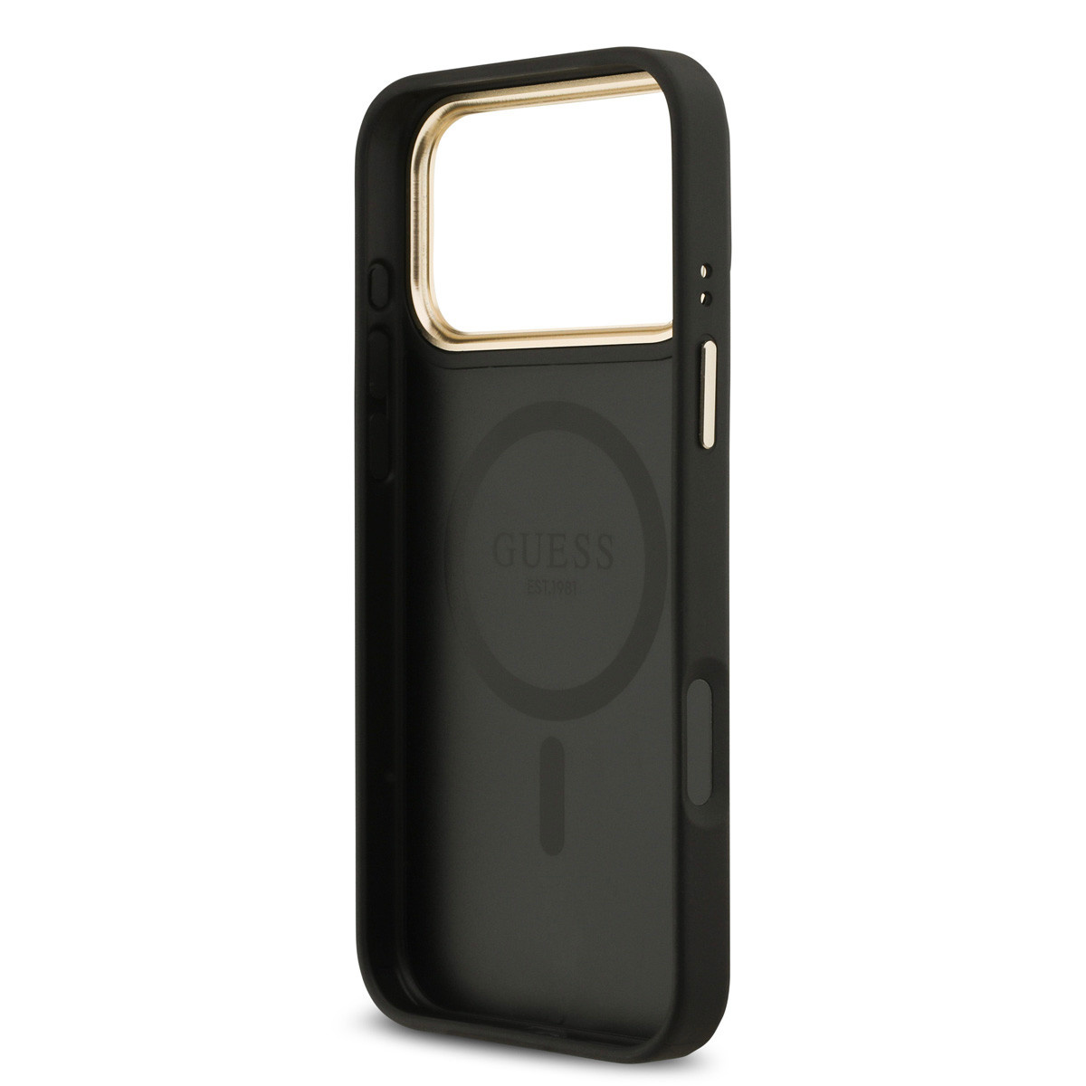 Guess Guess iPhone 17 Pro Max Backcover hoesje - Magsafe - 4G Classic Logo - Gold Edge - Zwart, foto 6 van 6
