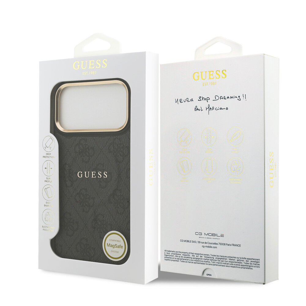 Guess Guess iPhone 17 Pro Max Backcover hoesje - Magsafe PU Leather - 4G Classic Logo - Zwart Guess Guess iPhone 17 Pro Max Backcover hoesje - Magsafe PU Leather - 4G Classic Logo - Zwart