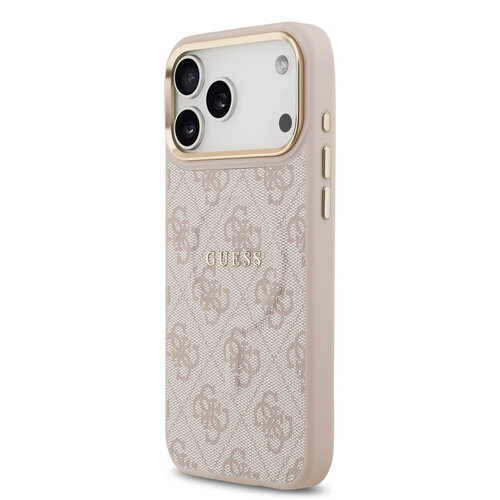 Guess Guess iPhone 17 Pro Max/iPhone 18 Pro Max Coque arrière MagSafe similicuir PU Logo 4G classique - Rose
