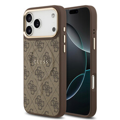 Guess iPhone 17 Pro Max/iPhone 18 Pro Max Backcoverhoesje - MagSafe - Klassiek 4G-logo - Goudkleurige rand - Bruin