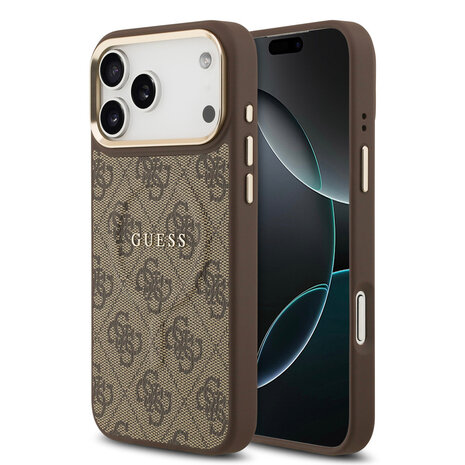 Guess Guess iPhone 17 Pro Max Backcover hoesje - Magsafe PU Leather - 4G Classic Logo - Bruin
