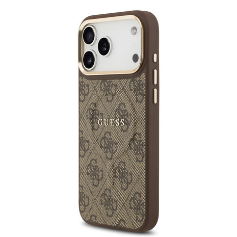Guess Guess iPhone 17 Pro Max Backcover hoesje - Magsafe PU Leather - 4G Classic Logo - Bruin