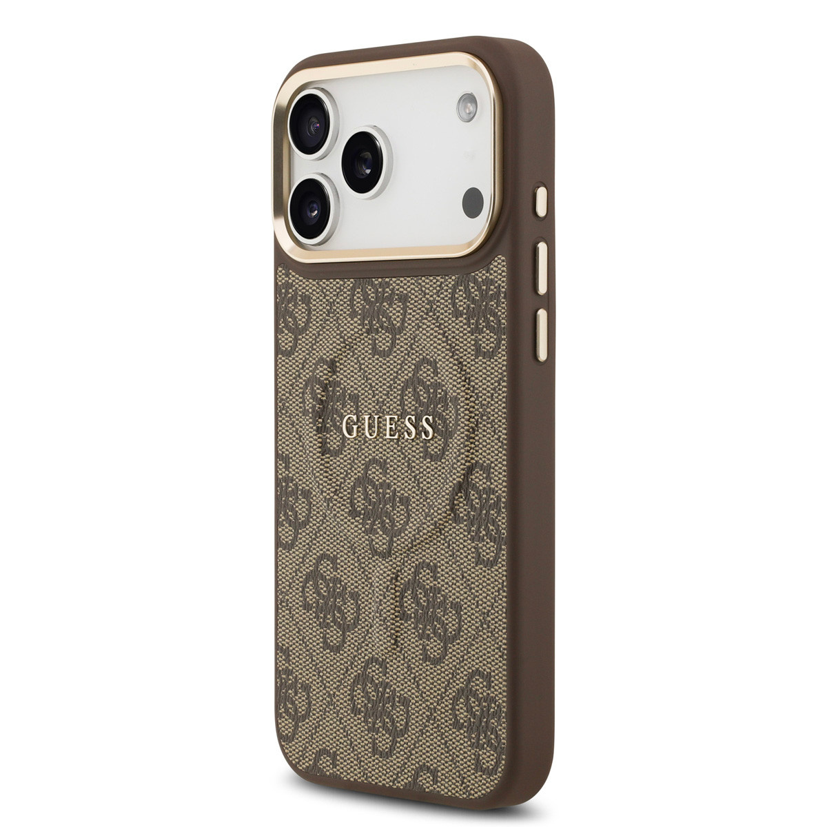Guess Guess iPhone 17 Pro Max Backcover hoesje - Magsafe - 4G Classic Logo - Gold Edge - Bruin, foto 2 van 6