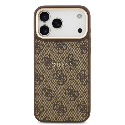 Guess Guess iPhone 17 Pro Max/iPhone 18 Pro Max Coque arrière MagSafe similicuir PU Logo 4G classique - Marron