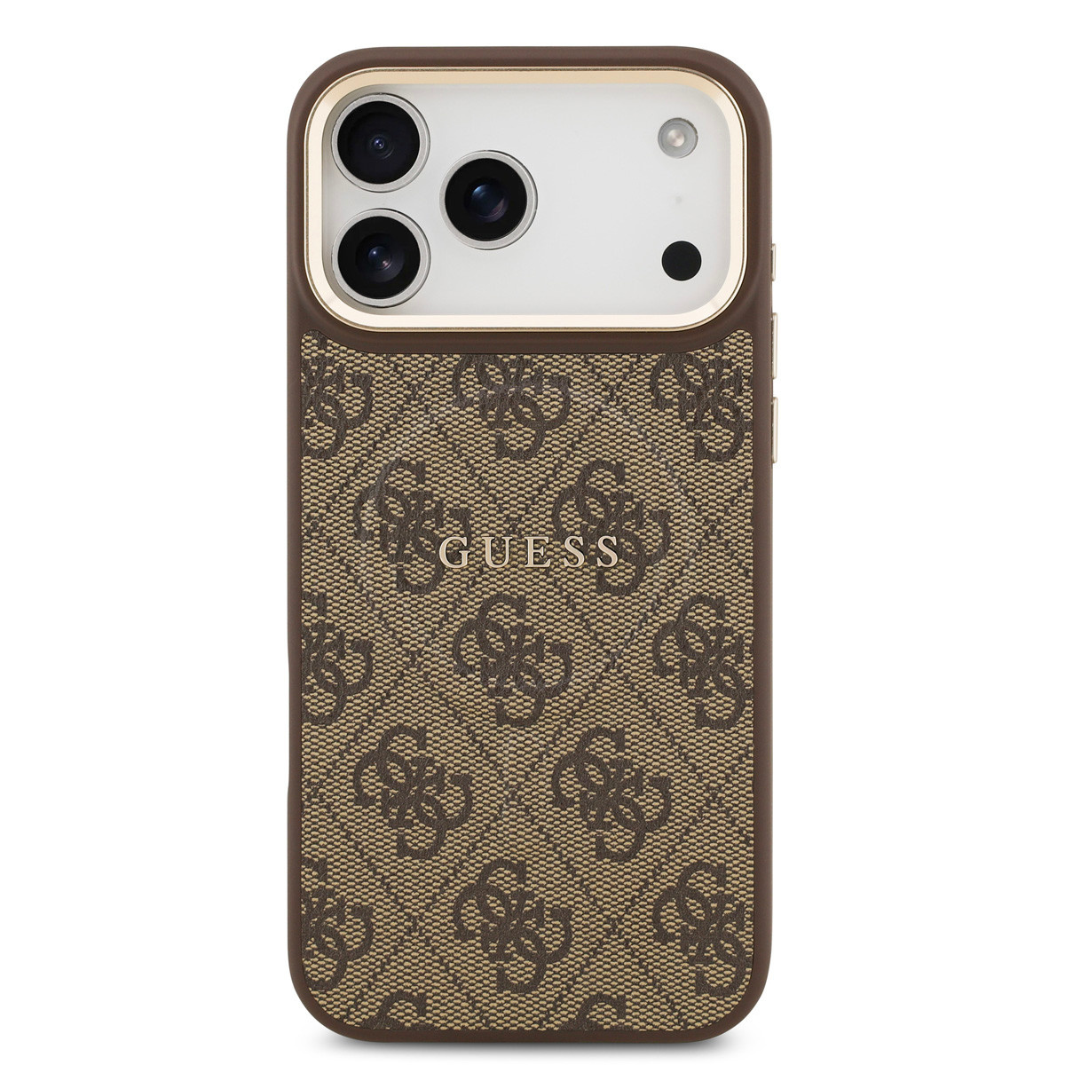 Guess Guess iPhone 17 Pro Max Backcover hoesje - Magsafe - 4G Classic Logo - Gold Edge - Bruin, foto 3 van 6