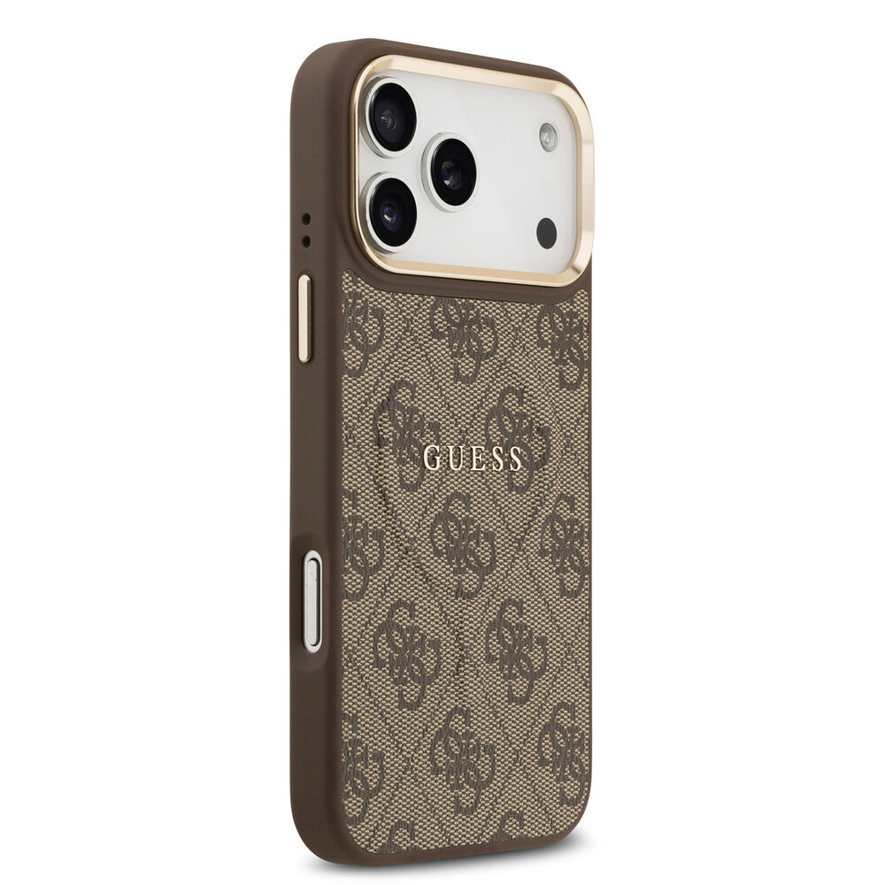 Guess Guess iPhone 17 Pro Max Backcover hoesje - Magsafe PU Leather - 4G Classic Logo - Bruin