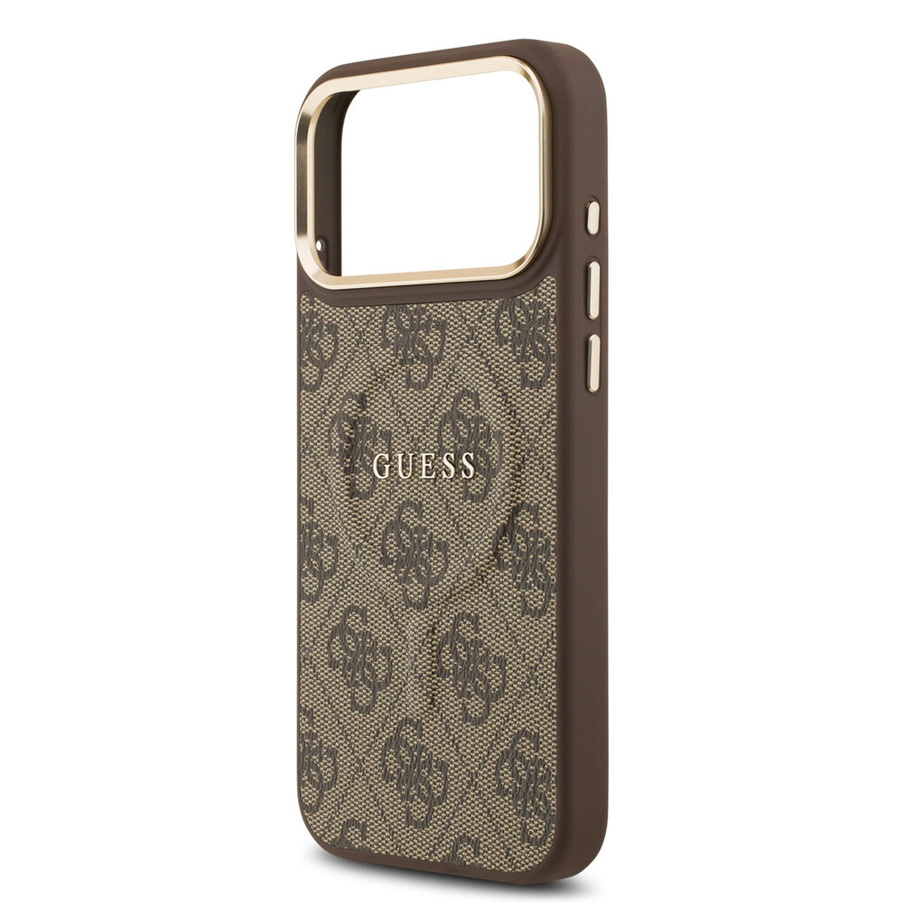Guess Guess iPhone 17 Pro Max Backcover hoesje - Magsafe PU Leather - 4G Classic Logo - Bruin