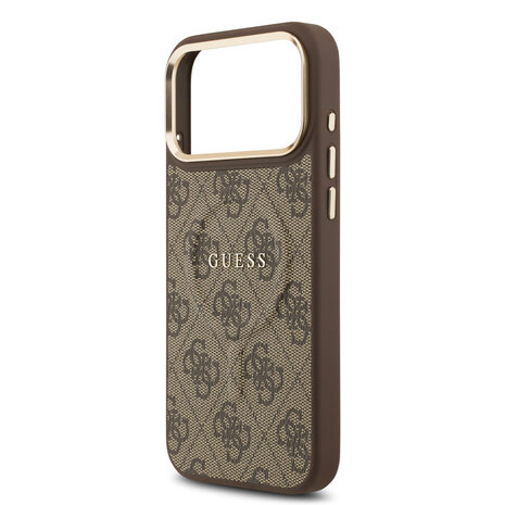 Guess Guess iPhone 17 Pro Max Backcover hoesje - Magsafe PU Leather - 4G Classic Logo - Bruin