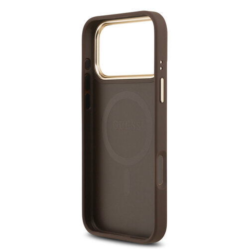Guess Guess iPhone 17 Pro Max/iPhone 18 Pro Max Coque arrière MagSafe similicuir PU Logo 4G classique - Marron