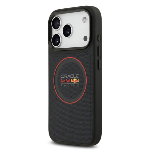 Red Bull Racing Red Bull Racing iPhone 17 Pro/iPhone 18 Pro Coque arrière MagSafe Similicuir PU à texture maillée Logo avec anneau rouge - Bleu marine