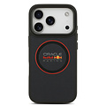 Red Bull Racing Red Bull Racing iPhone 17 Pro/iPhone 18 Pro Coque arrière MagSafe Similicuir PU à texture maillée Logo avec anneau rouge - Bleu marine