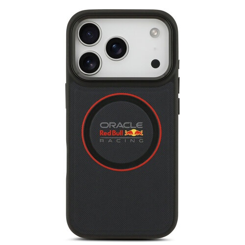Red Bull Racing Red Bull Racing iPhone 17 Pro/iPhone 18 Pro Coque arrière MagSafe Similicuir PU à texture maillée Logo avec anneau rouge - Bleu marine