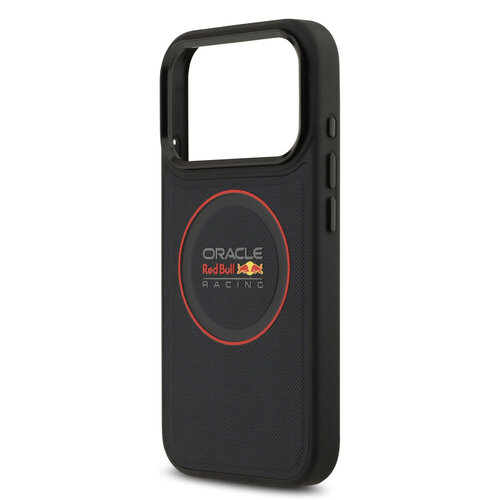 Red Bull Racing Red Bull Racing iPhone 17 Pro/iPhone 18 Pro Coque arrière MagSafe Similicuir PU à texture maillée Logo avec anneau rouge - Bleu marine