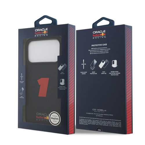 Red Bull Racing Red Bull Racing iPhone 17 Pro Max/iPhone 18 Pro Max Coque arrière MagSafe Texture maillée Chiffre 1 en caoutchouc 3D - Bleu marine