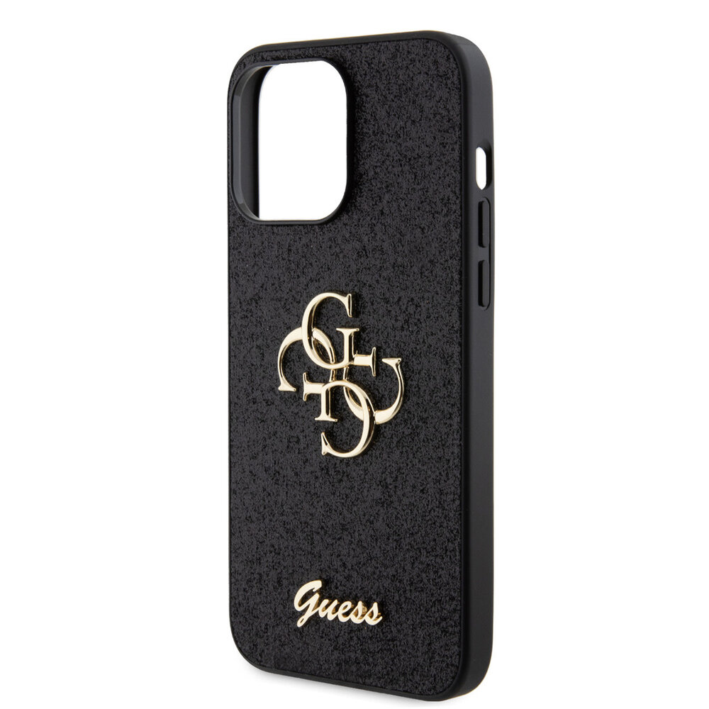 Guess Guess iPhone 15 Pro Max Backcover hoesje - Big 4G - Fixed Glitter - Zwart Guess Guess iPhone 15 Pro Max Backcover hoesje - Big 4G - Fixed Glitter - Zwart