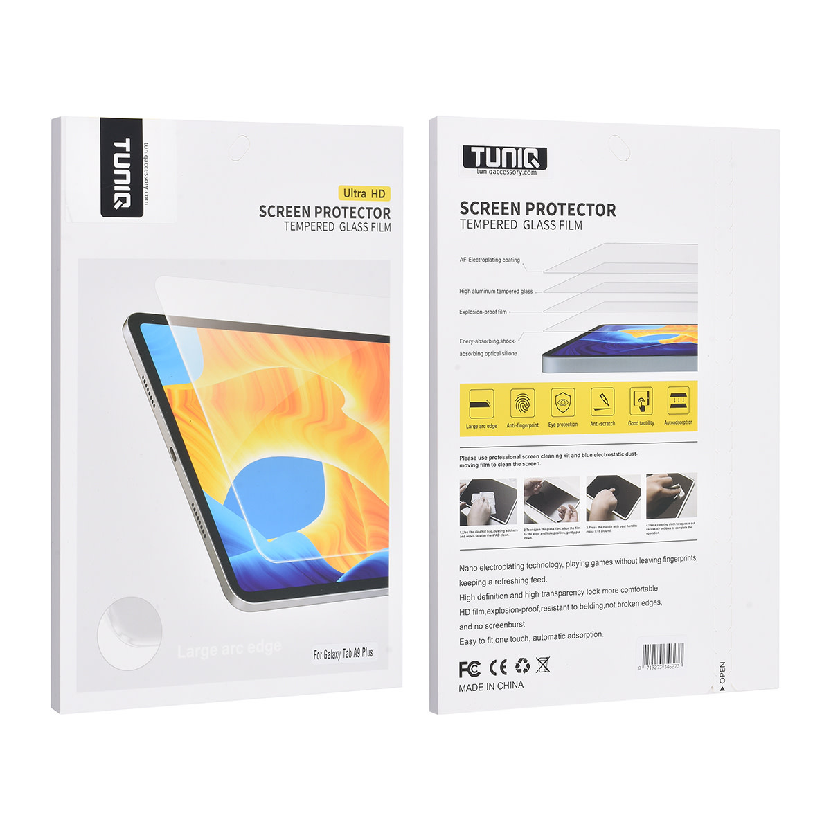 TUNIQ TUNIQ Galaxy Tab A9 Plus - 11 inch Screenprotector - Tempered glass - Transparant, foto 2 van 2