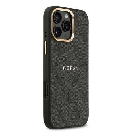 Guess Guess iPhone 16 Pro Max Backcover hoesje - Magsafe PU Leather - 4G Classic Logo - Zwart Guess Guess iPhone 16 Pro Max Backcover hoesje - Magsafe PU Leather - 4G Classic Logo - Zwart