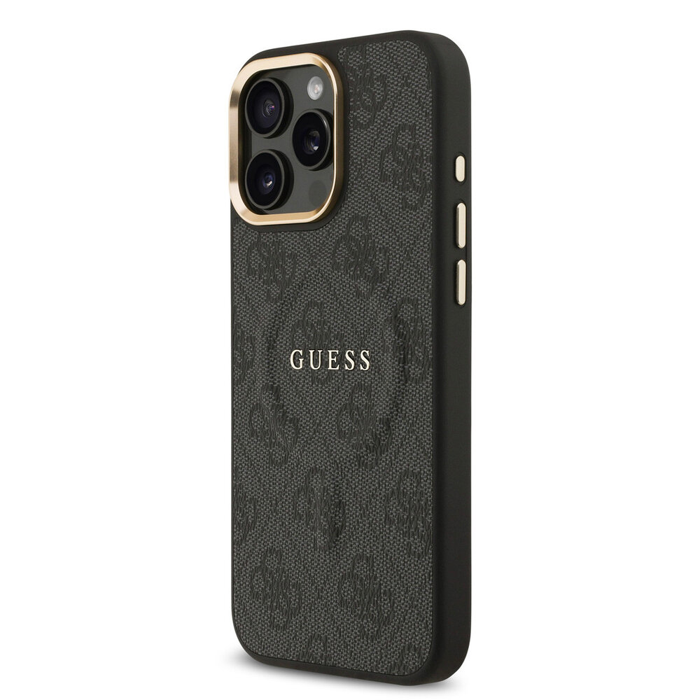 Guess Guess iPhone 16 Pro Max Back cover case - Magsafe PU Leather - 4G Classic Logo - Black Guess Guess iPhone 16 Pro Max Back cover case - Magsafe PU Leather - 4G Classic Logo - Black