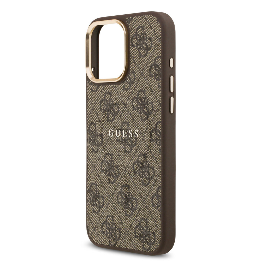 Guess Guess iPhone 16 Pro Max Back cover coque - Magsafe PU Leather - 4G Classic Logo - Gold Edge - Marron Guess Guess iPhone 16 Pro Max Back cover coque - Magsafe PU Leather - 4G Classic Logo - Gold Edge - Marron