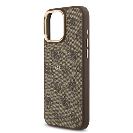 Guess Guess iPhone 16 Pro Max Back cover coque - Magsafe PU Leather - 4G Classic Logo - Gold Edge - Marron Guess Guess iPhone 16 Pro Max Back cover coque - Magsafe PU Leather - 4G Classic Logo - Gold Edge - Marron